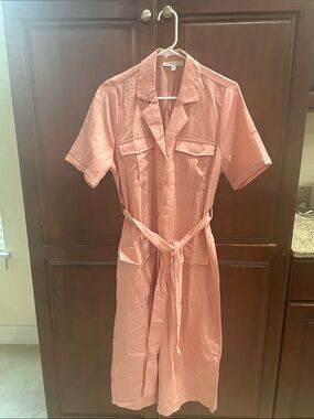 HYFVE Blush Pink Belted Midi Utility Dress